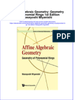 Affine Algebraic Geometry Geometry of Polynomial Rings 1St Edition Masayoshi Miyanishi Full Chapter