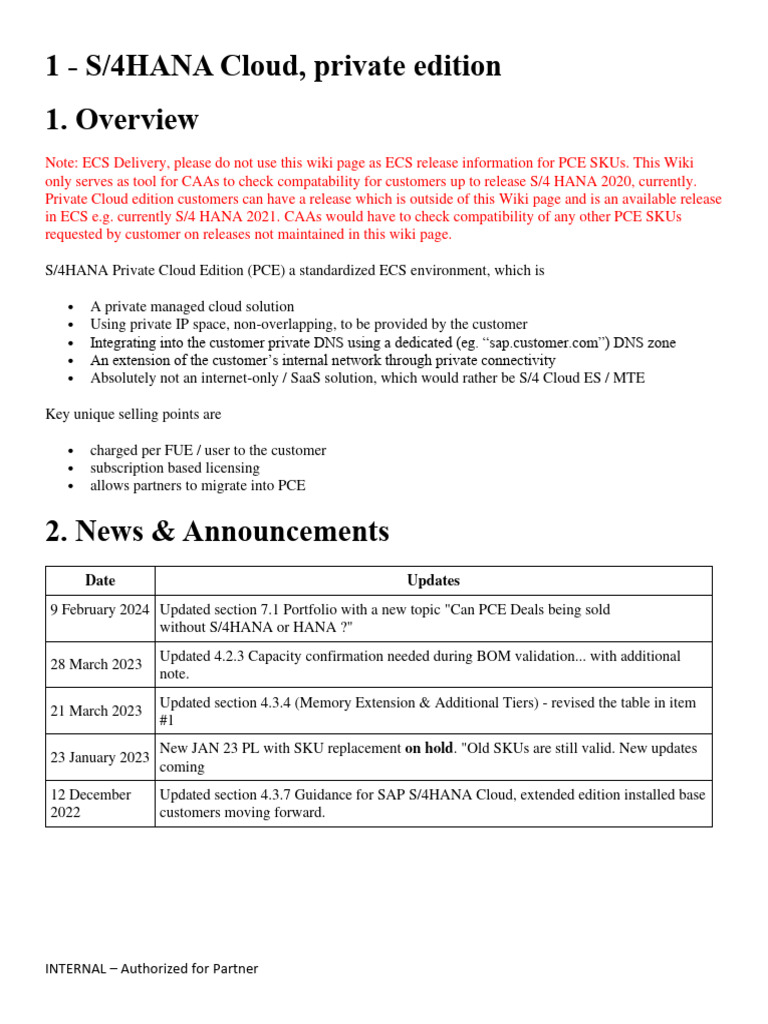 SAP S/4HANA PCE Overview and Updates | PDF | Backup | Cloud Computing