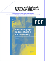 African Languages And Literatures In The 21St Century 1St Ed 2020 Edition Esther Mukewa Lisanza full chapter