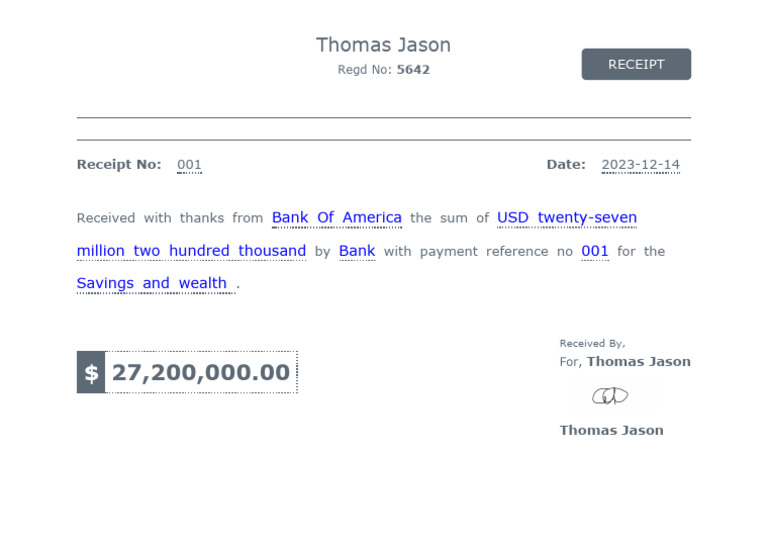 High-Value Bank Transaction Receipt | PDF