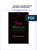 Sex Matters Essays in Gender Critical Philosophy Holly Lawford Smith Full Download Chapter