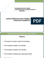 Características Das Formulações de Produtos Químicos