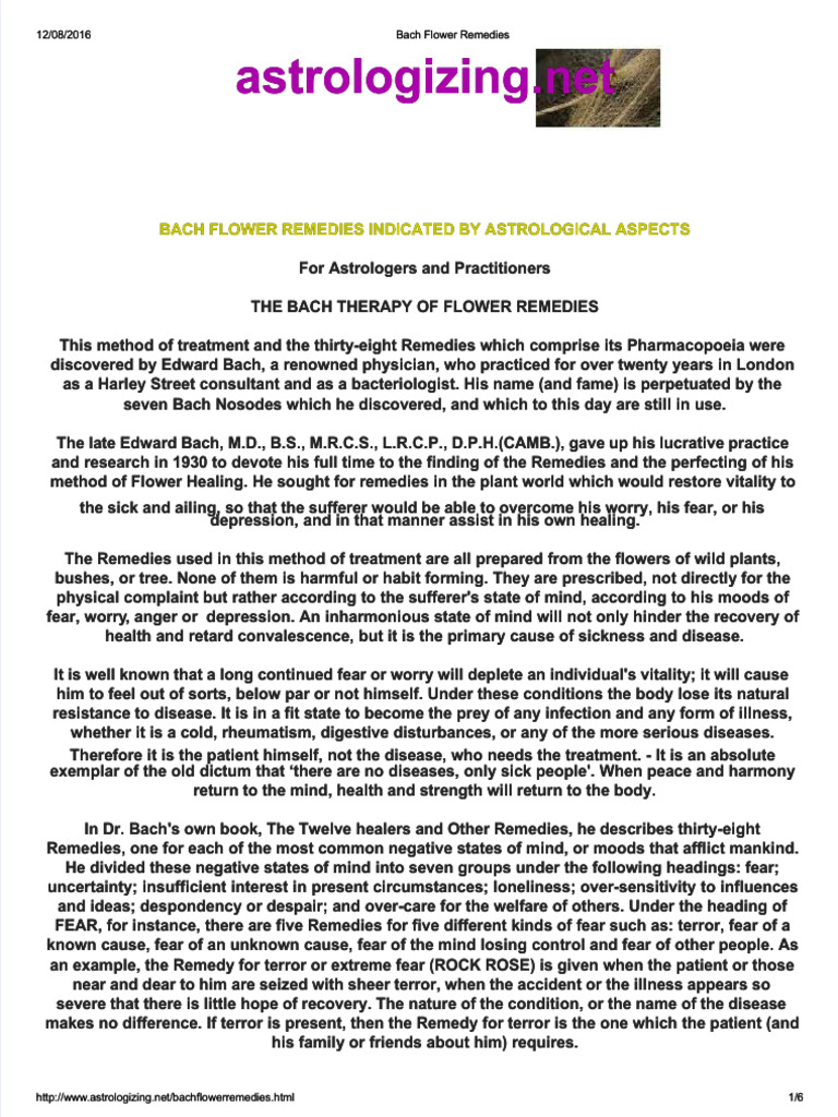 Planets and Bach Flower Remedies | PDF | Planets In Astrology | Meditation