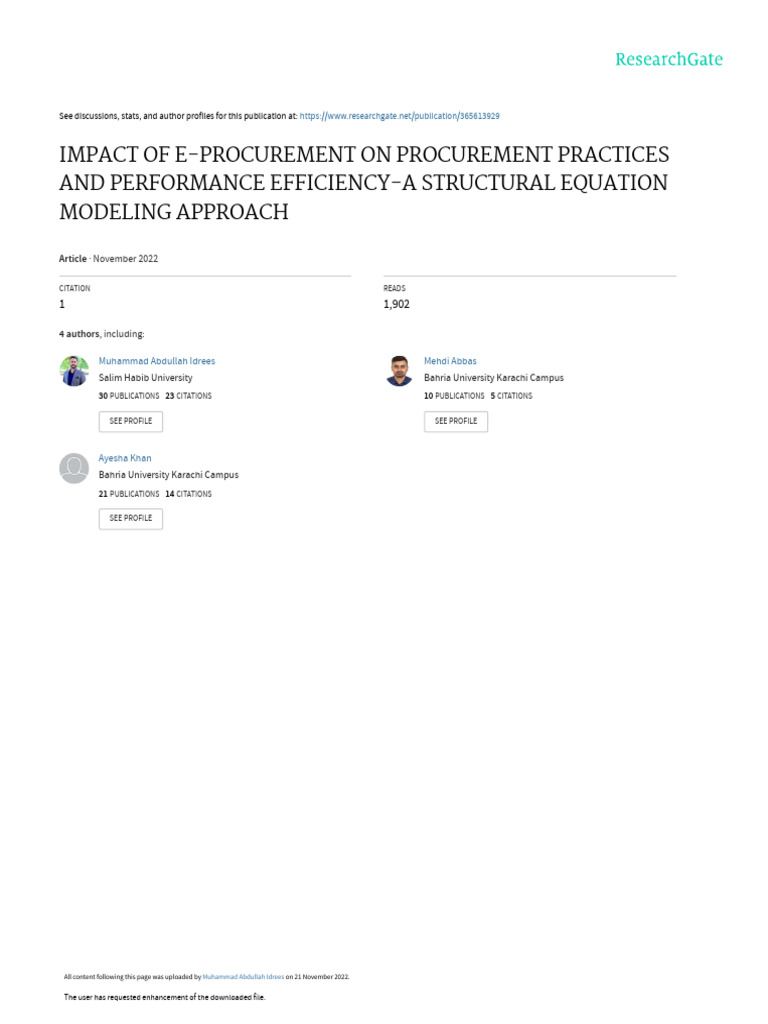E-Procurement's Impact on Practices | PDF | Procurement | Supply Chain