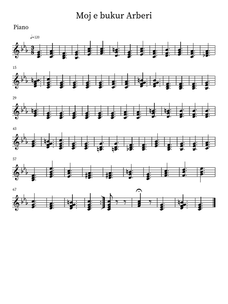 Moj e Bukur Arberi (Piano) | PDF