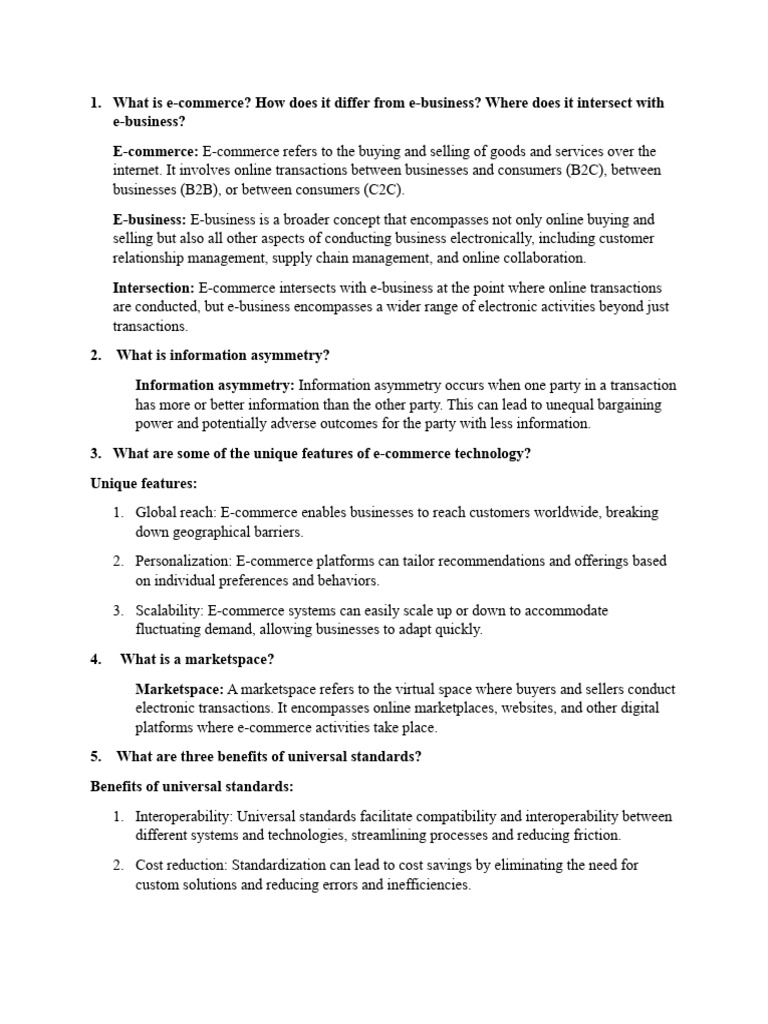 E Commerce Answers | PDF | E Commerce | Electronic Business