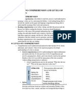 Lesson 3 Reading Comprehension and Levels of Comprehension