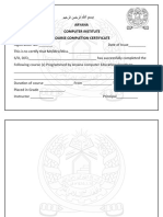 Aryana Certificate
