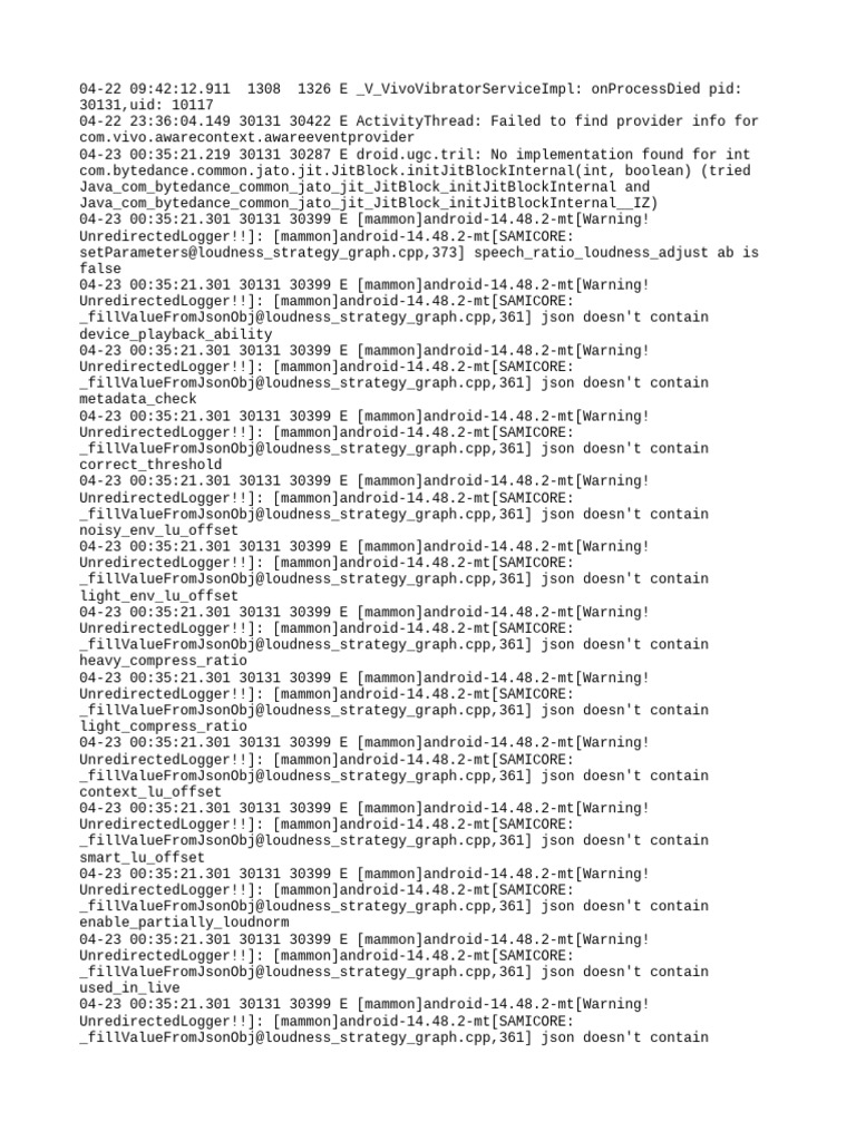 Android Error Log Analysis | PDF | Computer Programming | Computing