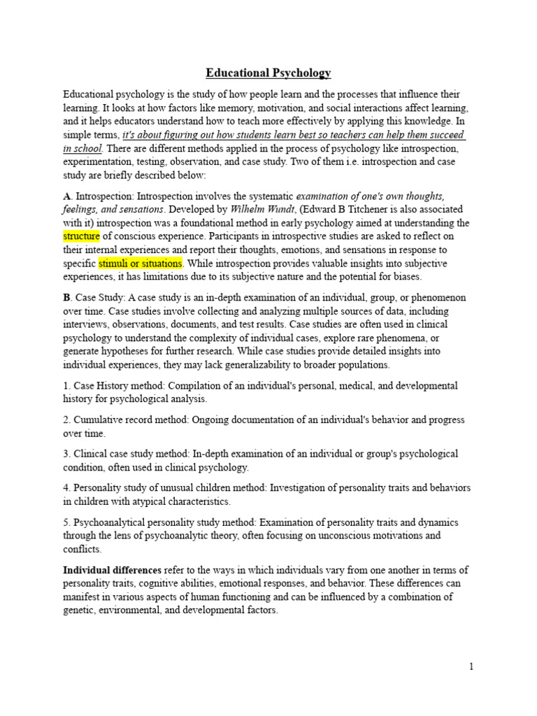 Overview of Educational Psychology | PDF | Psychology | Motivation