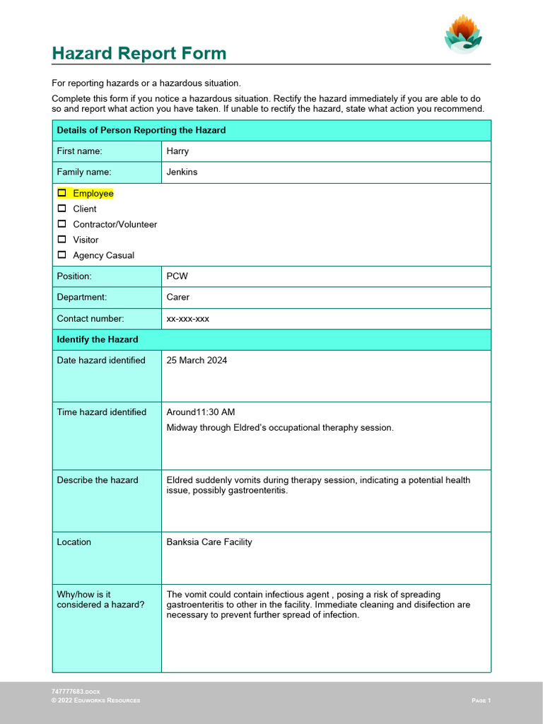 Image 8 for Incident Hazard Report Form Template