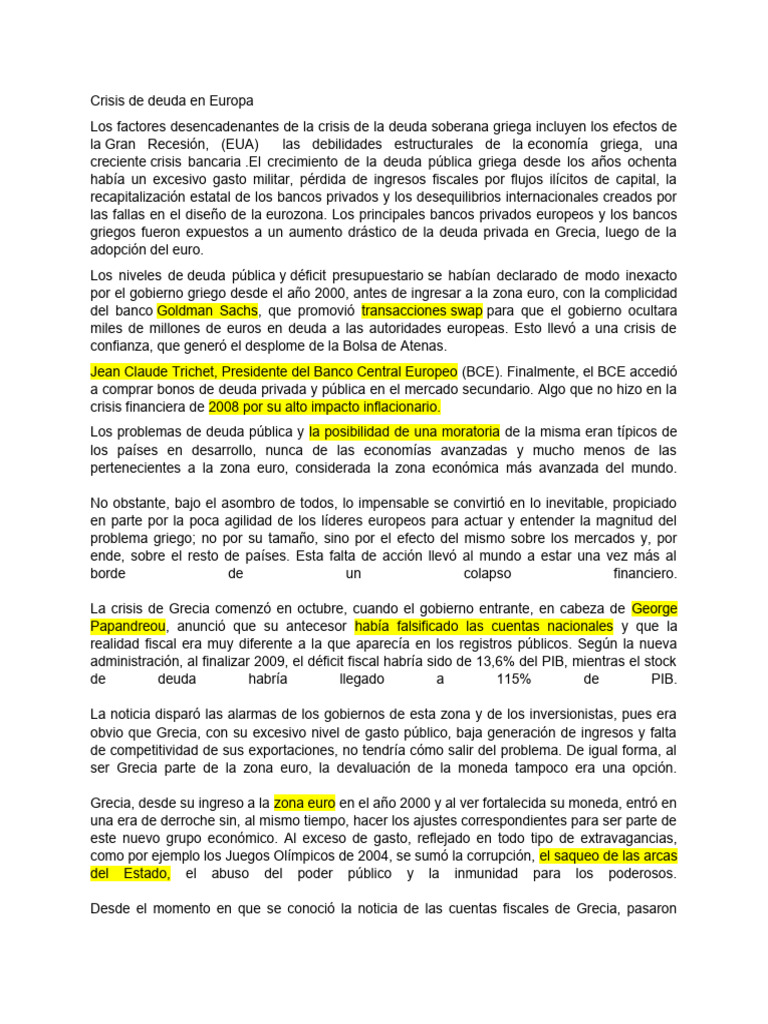 Crisis Deuda Grecia y Rescate Eurozona | PDF | Crisis de la deuda del ...