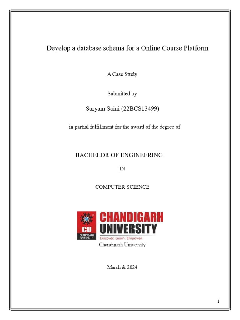 Online Course Platform Database Schema | PDF | Databases | Educational ...