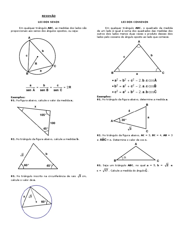 Exercicios Lei Dos Senos E Cossenos PDF