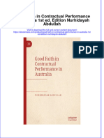 Good Faith In Contractual Performance In Australia 1St Ed Edition Nurhidayah Abdullah full chapter