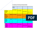 G R P Names Time Date To Present: 4A Tutorial Speaking and Listening Presenting Timetable