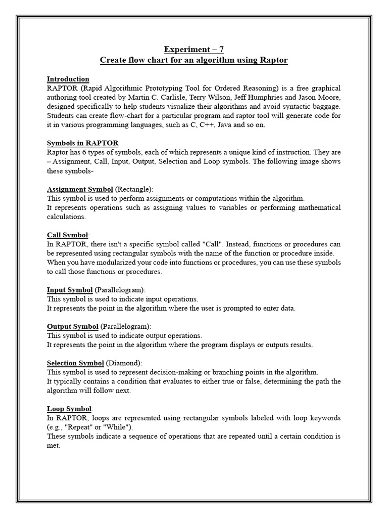 Raptor Flowchart Algorithm Guide | PDF | Control Flow | Algorithms