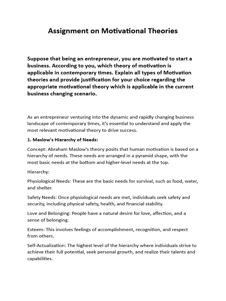 Motivational Theories for Entrepreneurs | PDF | Motivational | Motivation