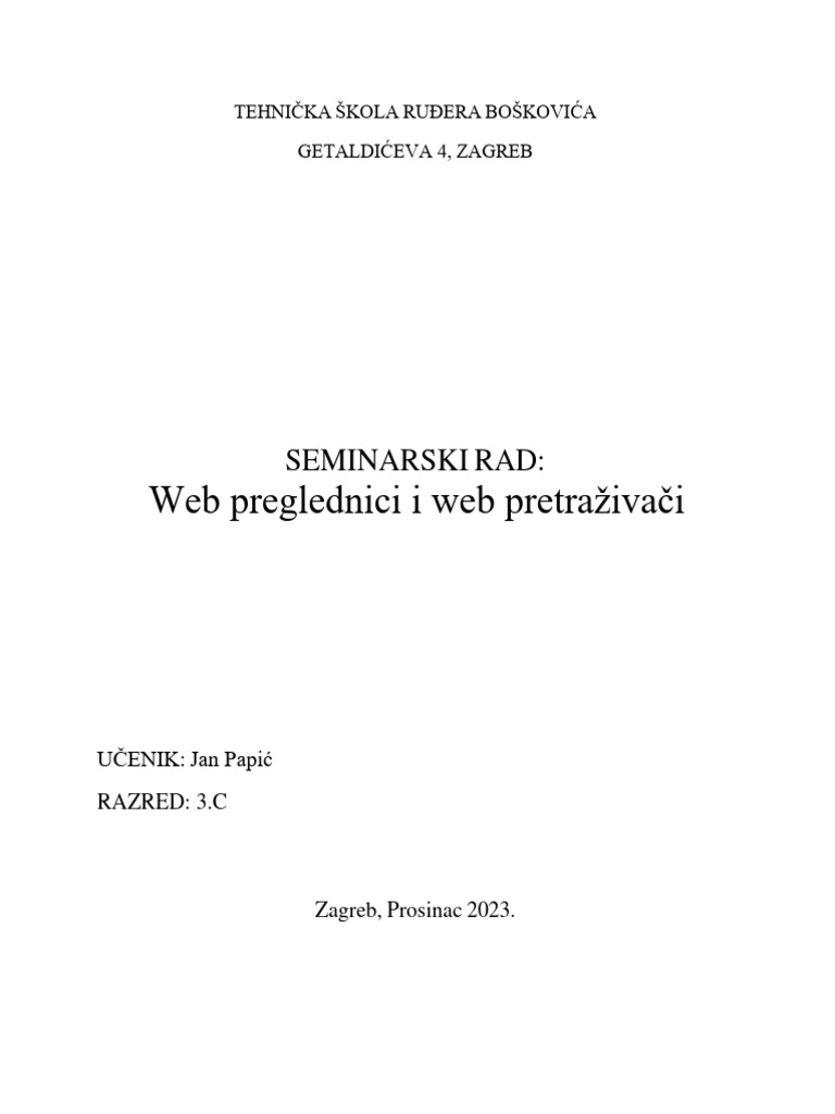 Web Preglednici I Web Pretraživači | PDF
