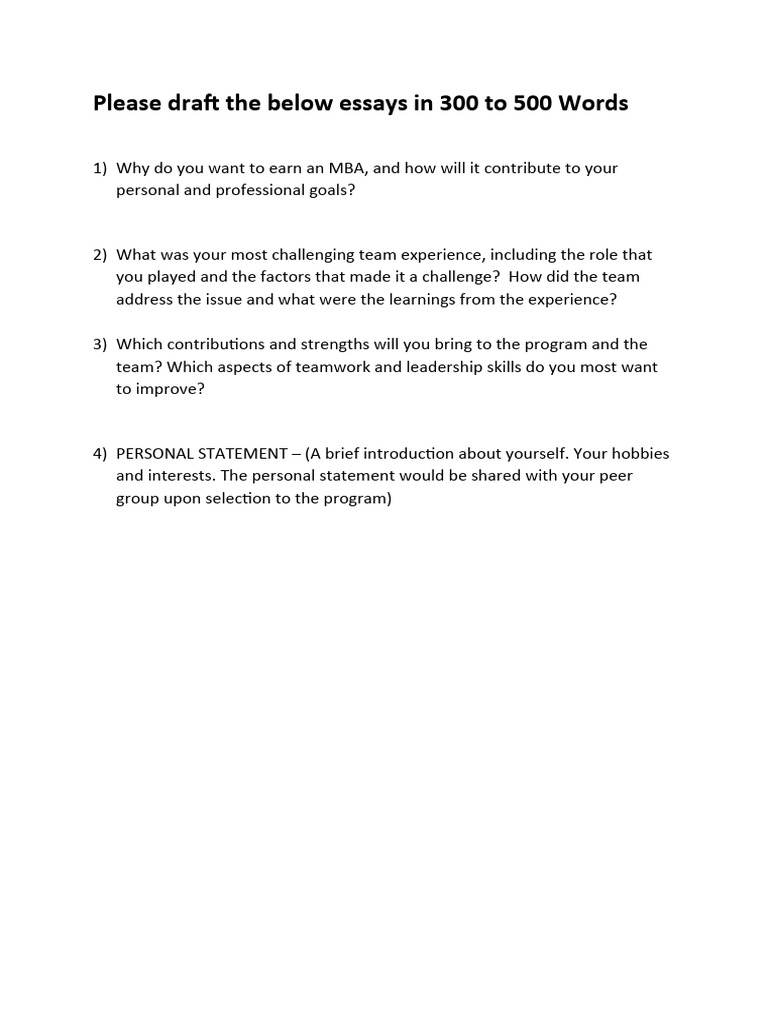 MBA Essay Drafting Guide | PDF