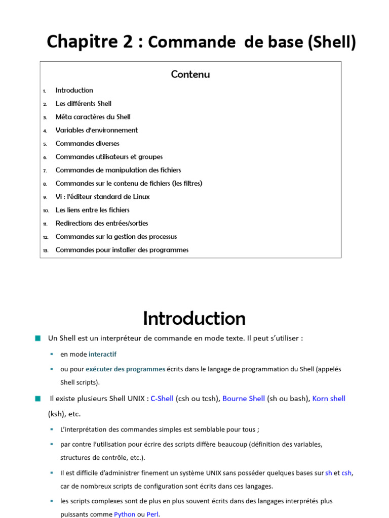 Commandes de base du Shell Linux | PDF | Fichier informatique ...