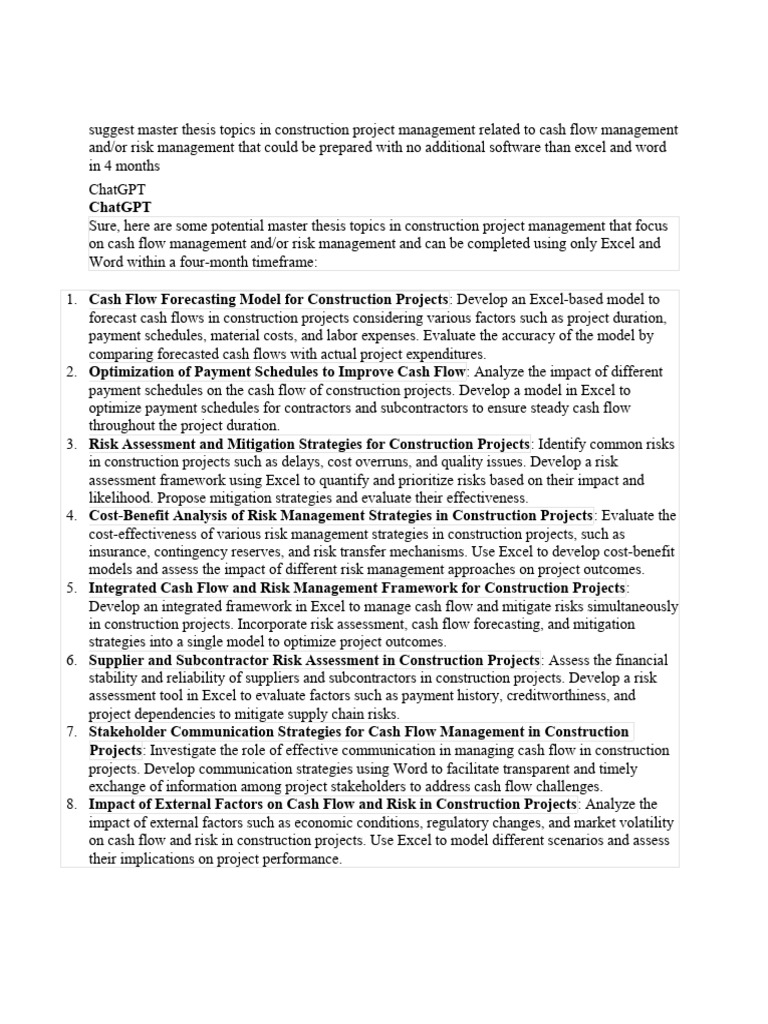 Unique Thesis Topics in Construction Management | PDF | Risk Management ...