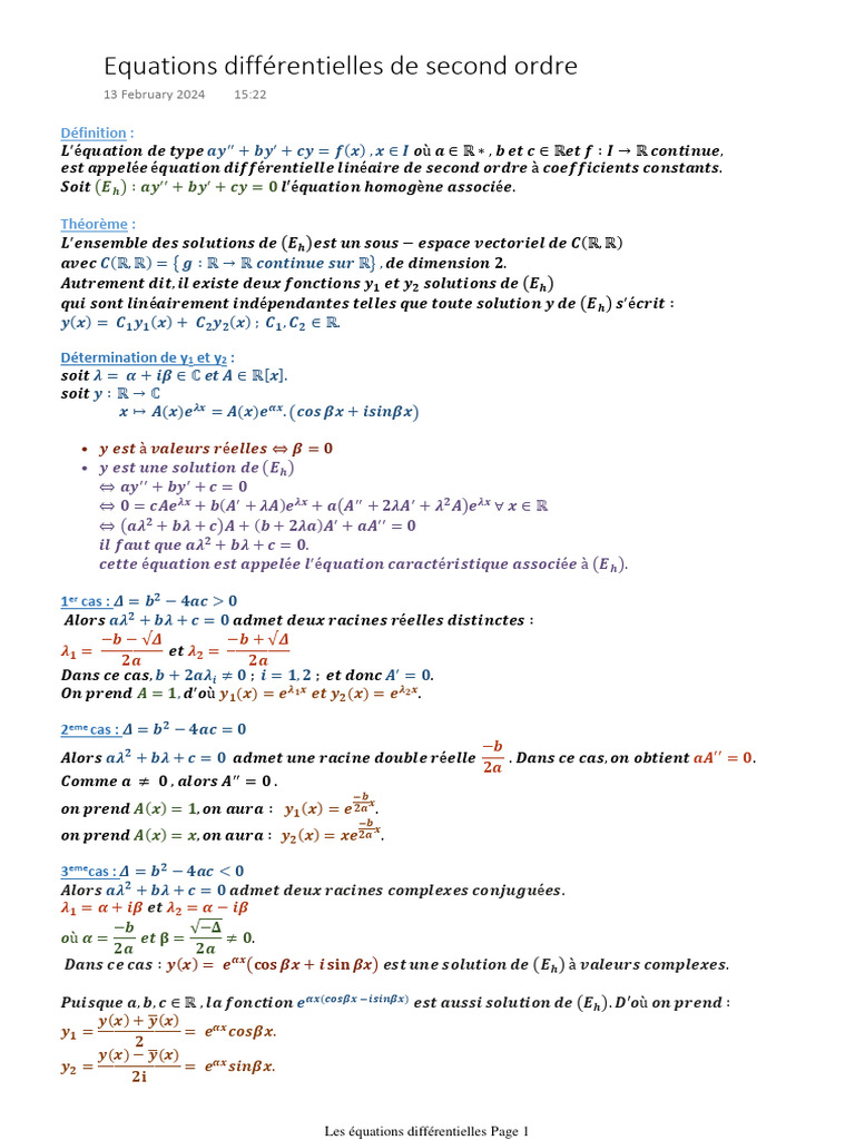Résolution des équations diff. d'ordre 2 | PDF