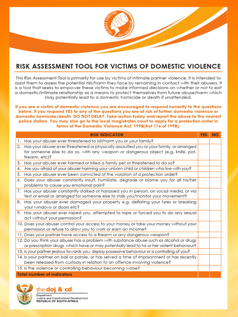 Oct2018 BS Femicide RiskAssessmentTool | PDF | Domestic Violence | Violence