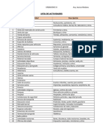 Lista de Actividades de Relevamiento