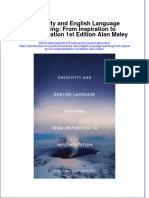 Creativity And English Language Teaching From Inspiration To Implementation 1St Edition Alan Maley full chapter