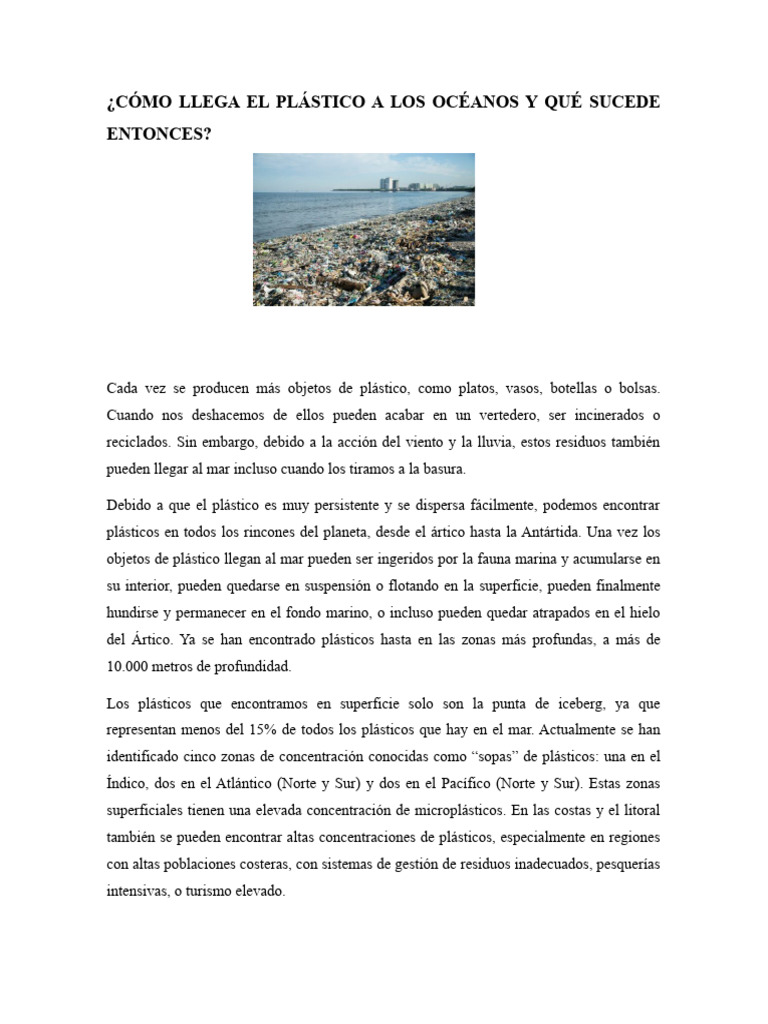 Plástico en los océanos: impacto y degradación | PDF | Residuos | El ...
