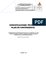 Especificaciones Tecnicas - Plan de Contingencia