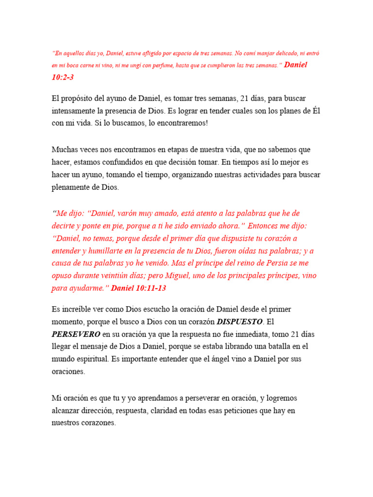 Ayuno De Daniel Pdf Almuerzo Cocinando