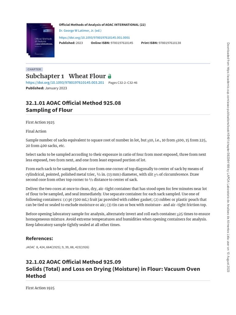 AOAC Official Methods for Flour Analysis | PDF | Dietary Fiber | Diet ...