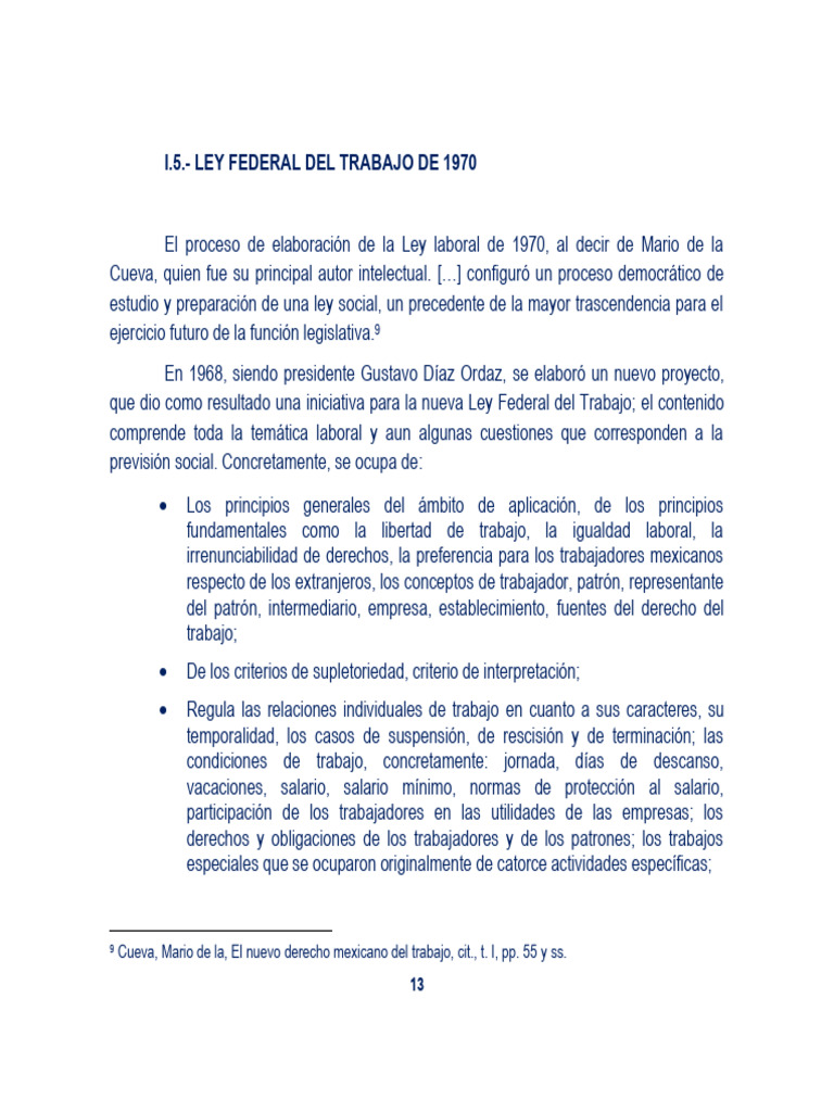 Ley Federal Del Trabajo de 1970 | PDF | Derecho laboral | México
