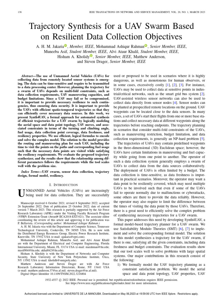 UAV Swarm Trajectory Planning | PDF | Unmanned Aerial Vehicle