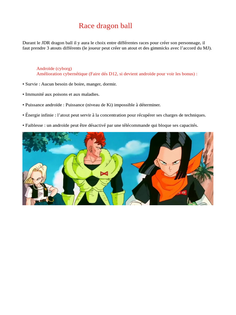 Races Jouables dans Dragon Ball JDR | PDF | Dragon Ball