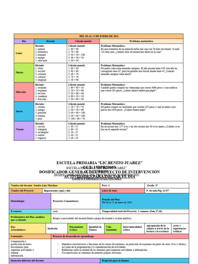 Actividades Educativas del 08 al 12 de enero | PDF | Evaluación ...