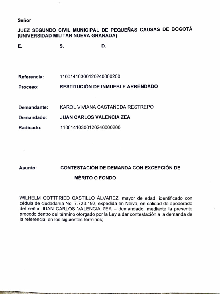 Contestación a Demanda de Restitución Inmueble | PDF | Bancos ...