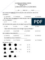 Mental Maths Sheet Class 5