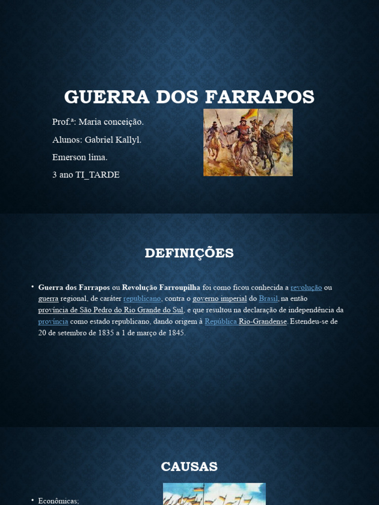 Causas da Guerra dos Farrapos | PDF | América do Sul | Brasil