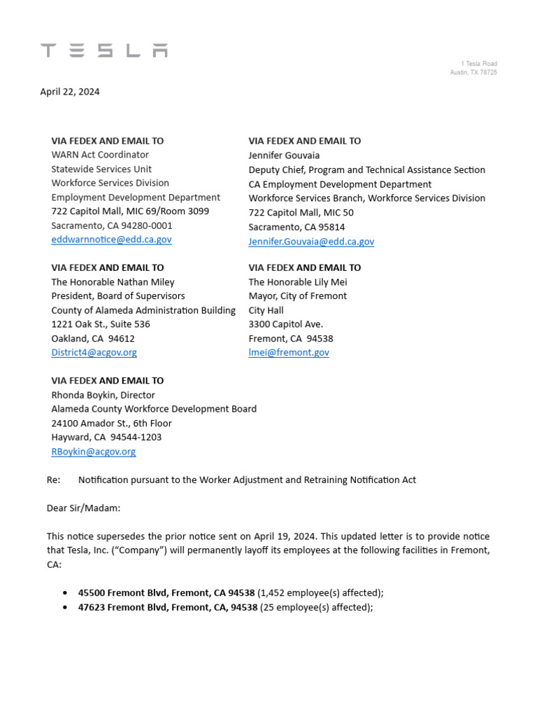 WARN Notice Fremont, Ca Download Free PDF Labor Relations