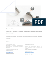 Diseño para La Fabricación y Ensamblaje: Rediseño de La Carcasa de Plástico de Una Luminaria Portátil