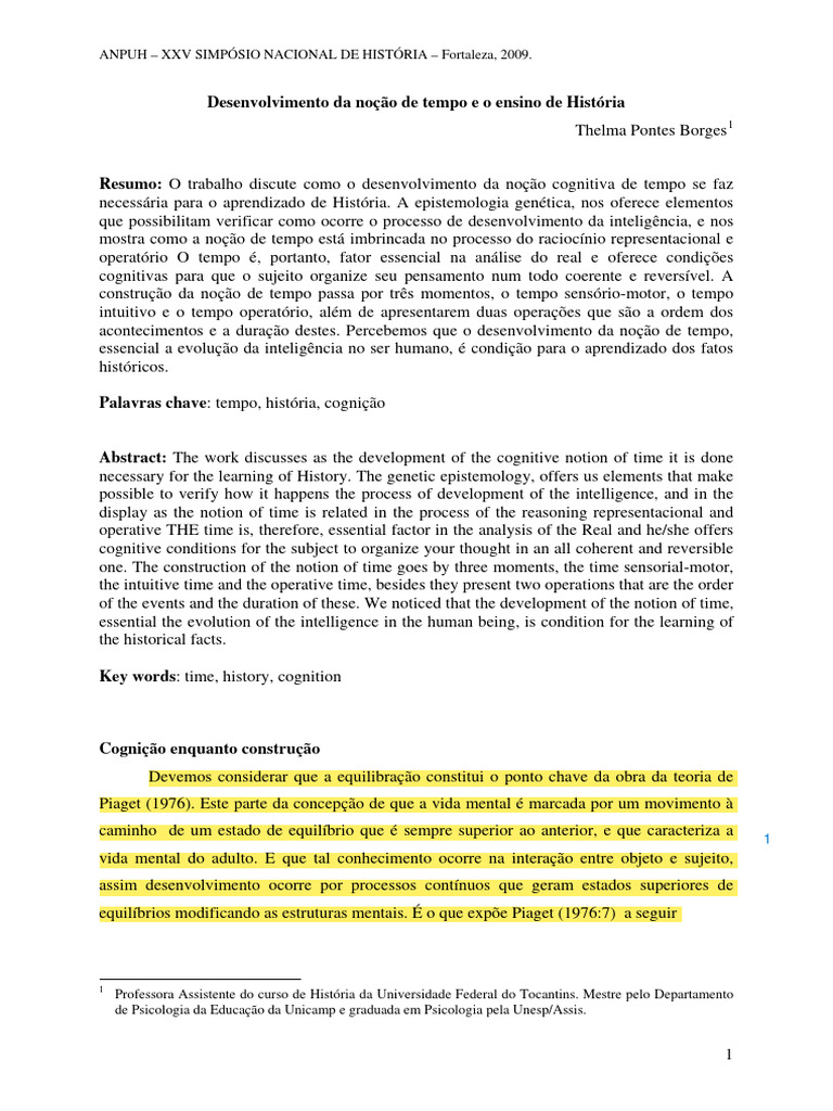 Tempo e Aprendizado de História | PDF | Tempo | Pensamento