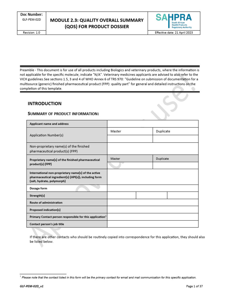 Quality Summary for Pharma Dossier | PDF | Solubility | Assay