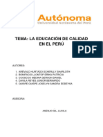 Tema: La Educación de Calidad en El Perú