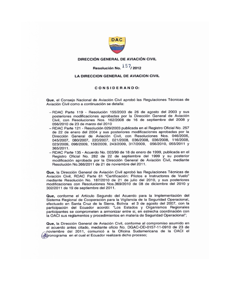 RDAC 121: Requisitos de Operación | PDF | Aeropuerto | Avión