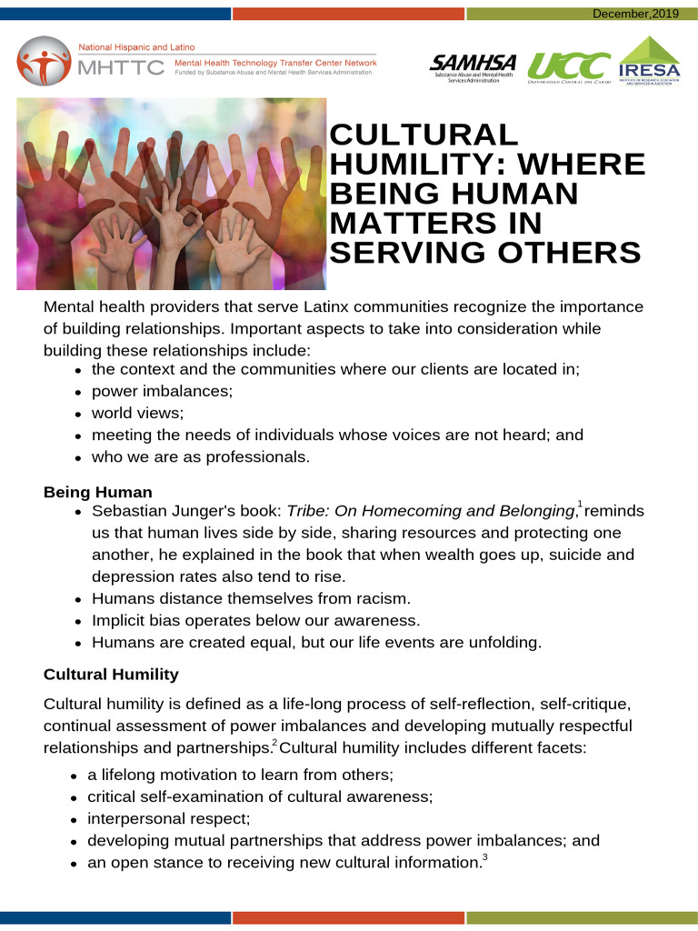 Cultural Humility in Mental Health Care | PDF | Psychology ...