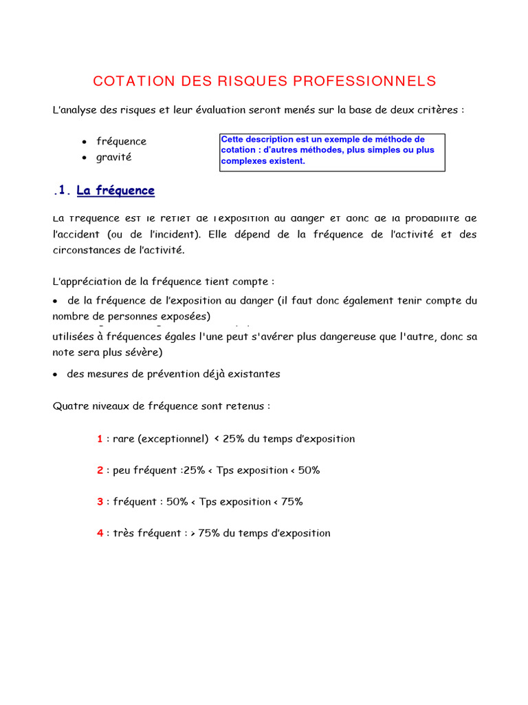 Cotation des Risques Professionnels | PDF | Risque | Sécurité
