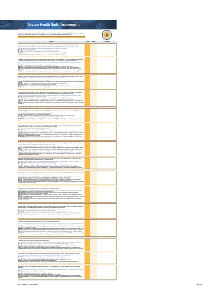 DevOps Health Radar Assessment Guide | PDF | Unit Testing | Software ...
